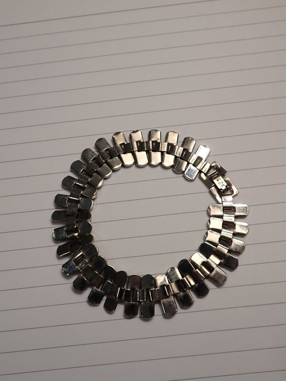 Vintage Sterling Silver Bar Link Chain Bracelet 925 Stamped